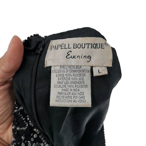 Vintage Black Silk Beaded Top | Cobweb Design | Papell Boutique Evening | Tag Si - Picture 3 of 3